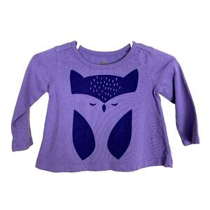 Tea Collection Long Sleeve Owl Graphic Tee T Shirt Knit Purple Girls 3-6 Months